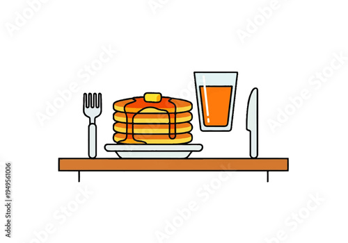 Stack of pancakes with syrup.