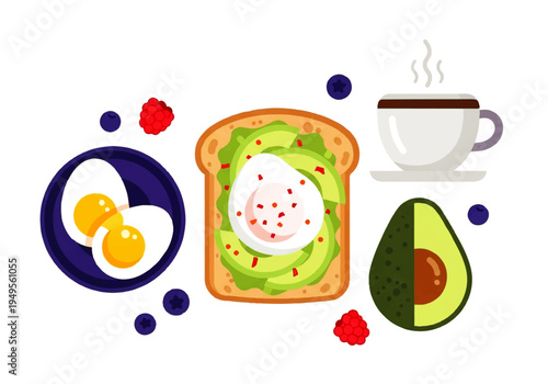 Avocado toast with egg and coffee.