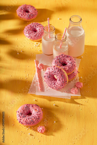 Yummy and homemade pink don...