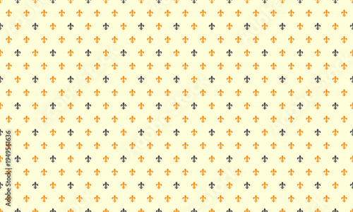 Elegant fleurdelis pattern in muted gold and gray on a cream background.  Perfect for textile design, wallpaper, website backgrounds, or stationery.