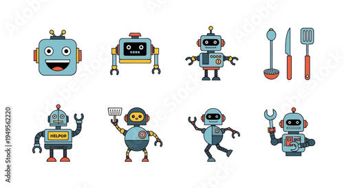 Illustration of various robot designs