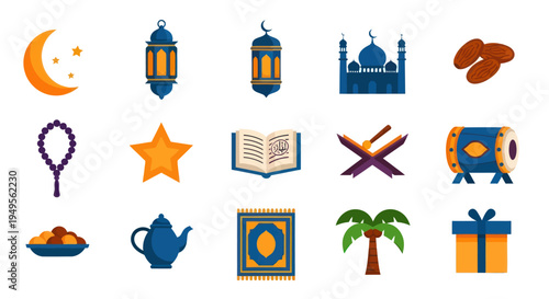 Islamic symbols and icons set
