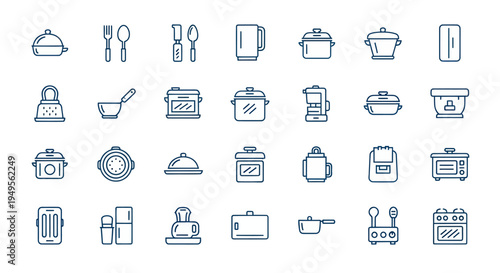 Kitchen utensils and appliances vector set