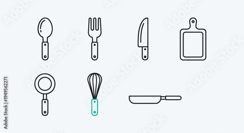 Kitchen utensils icon set