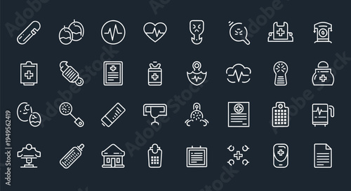 Medical icons healthcare and wellness symbols