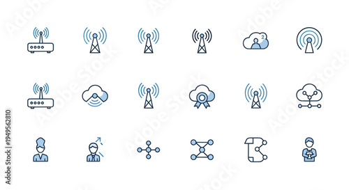 Network and communication icon set