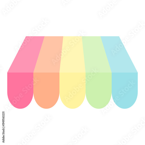 Rainbow striped party canopy awning for building facade in vector