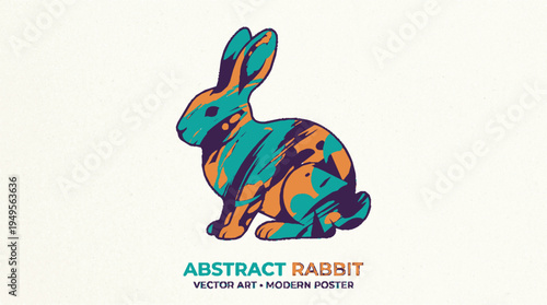 Multicolor abstract rabbit silhouette vector art modern poetry graphic