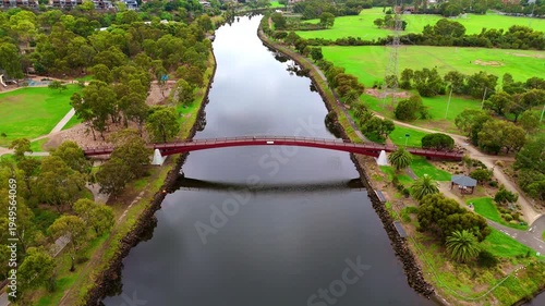 10 March 2026 Panoramic Aerial Drone view of Inner Suburbs of Melbourne housing, roof tops, the streets and the parks, the roads and trees of Ascot Vale Moonee Ponds Essendon VIC Australia
