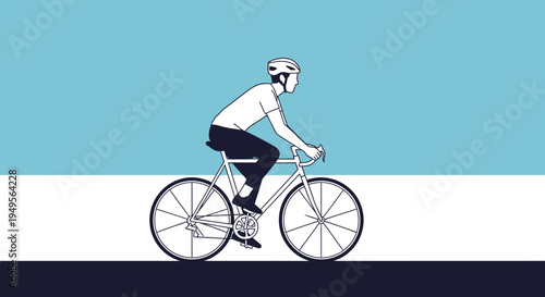 Man Riding Bicycle Wearing Helmet on Road