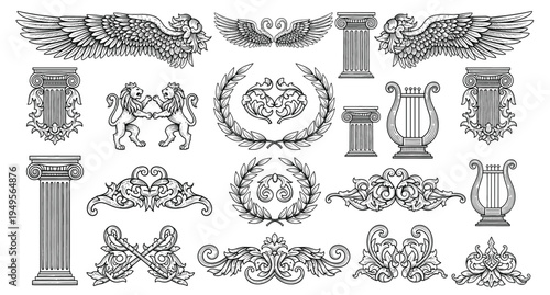 Hand drawn vector retro ornaments