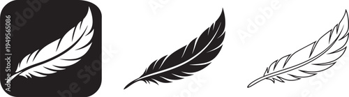 Falling feather tattoo silhouette bold vector icon.