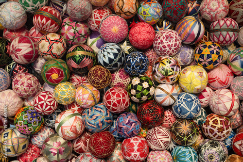 Photos Bright Temari Ball Folk Art Texture – Japan Craft Background