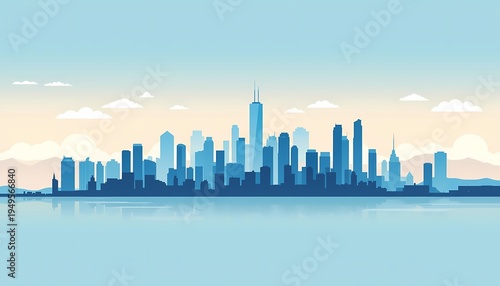 Urban City Skyline Panoramic Background Illustration