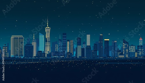 Urban City Skyline Panoramic Background Illustration