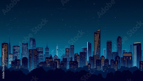 Urban City Skyline Panoramic Background Illustration