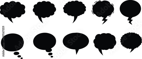 Inkblot speech bubbles on white background