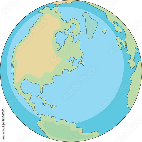 Planet Earth globe with blue ocean and green continents isolated on white background	