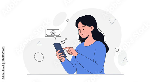 Woman Using Smartphone for Mobile Banking and Online Payments