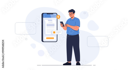 Man using smartphone for online payment and digital receipt on screen