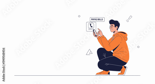 Man paying bills on smartphone, online payment, mobile banking, digital finance concept