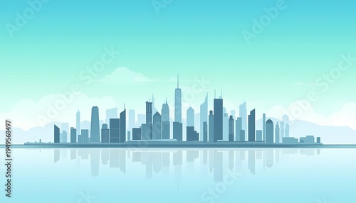 Urban City Skyline Panoramic Background Illustration