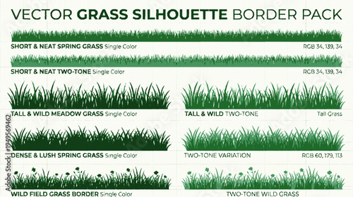 Vector grass silhouette border pack multiple variations for design
