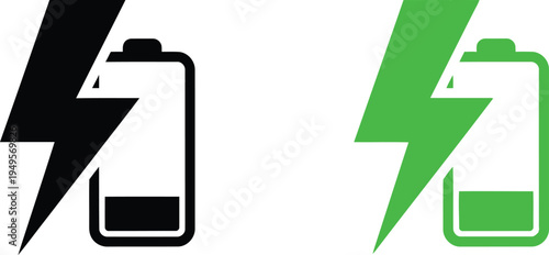 Comparison of traditional and eco-friendly energy sources with battery symbols Vector