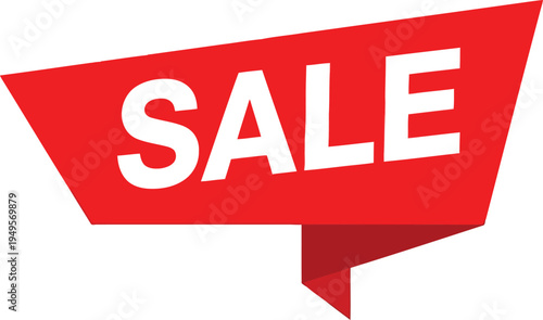 A bold red sale banner indicating a special discount offer for shoppers. Vector