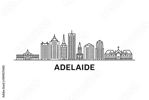 City skyline of Adelaide with various buildings and towers  Australia cityscape