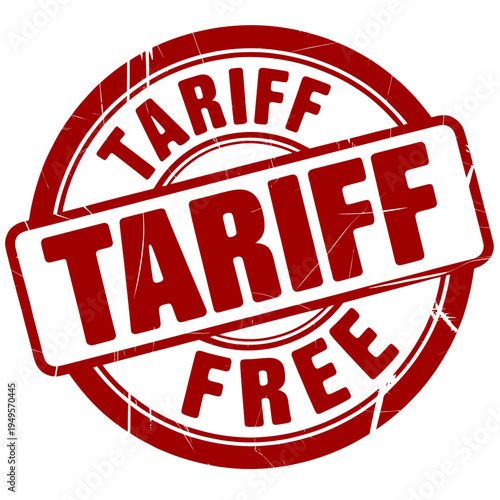 Red stamp with tariff free text on white background  trade and import concept
