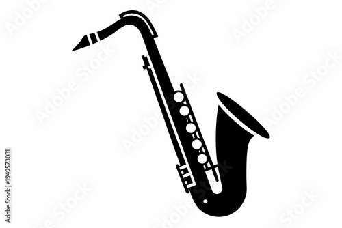 saxophone brass instrument icon silhouette illustration for jazz music band sound design