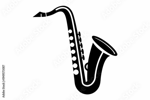 saxophone brass instrument silhouette illustration for jazz music band sound design