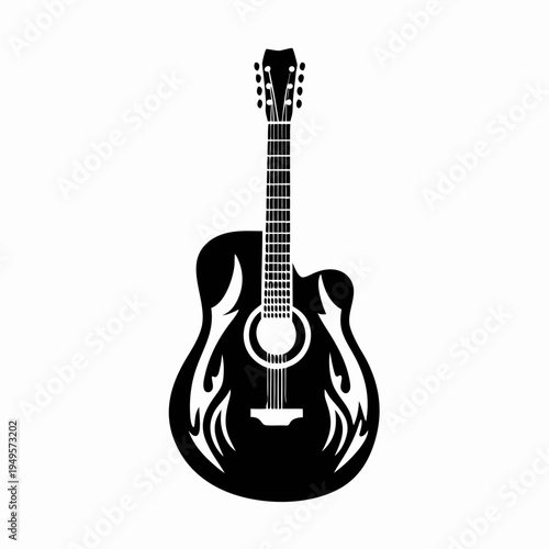guitar string instrument icon silhouette illustration for music rock acoustic electric design