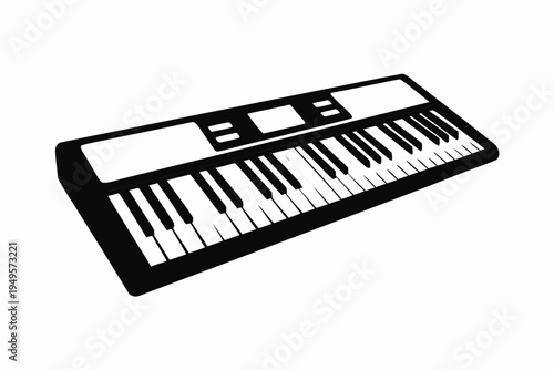 digital piano keyboard instrument silhouette illustration for music audio sound design