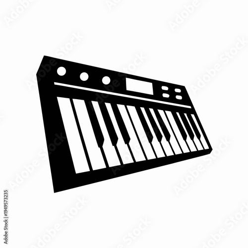 digital piano keyboard instrument icon silhouette illustration for music audio sound design