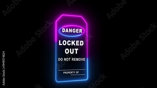 Locked out danger tag hangs on industrial machinery part emphasizing safety belts and caution in workplace environment.