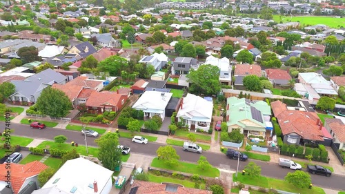10 March 2026 Panoramic Aerial Drone view of Inner Suburbs of Melbourne housing, roof tops, the streets and the parks, the roads and trees of Ascot Vale Moonee Ponds Essendon VIC Australia