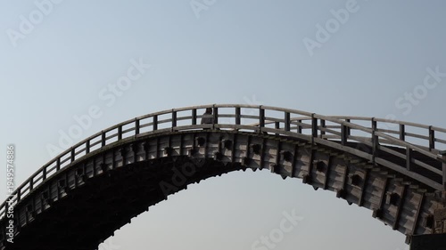 Kintaikyo Bridge historic wooden arch bridge in Iwakuni Japan 09 (4K)