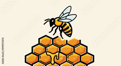 Bee on a honeycomb structure 1.