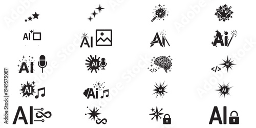 Creative artificial intelligence icons for content generation and media production tools