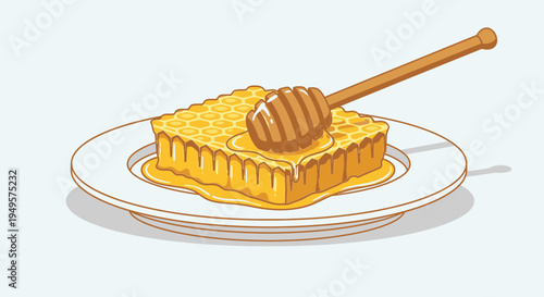 Honeycomb on a white plate.