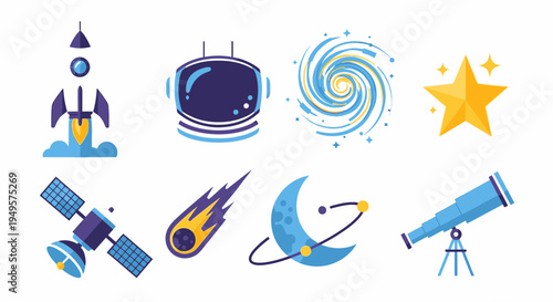 Space icons with astronomy symbols 11.