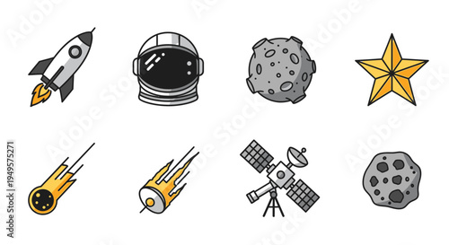Space icons with rockets and planets 6.