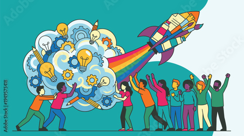 Diverse Group of People Celebrating Creativity and Innovation.