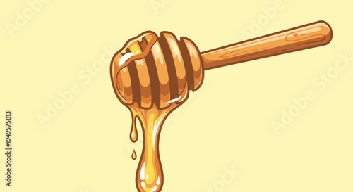 Honey dripping from wooden honey dipper 2.