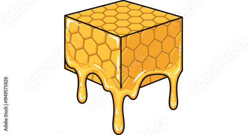 Honeycomb dripping with golden honey cube 1.