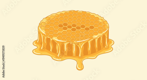 Honeycomb with dripping golden honey 5.