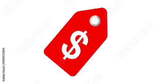 Red dollar sign price tag symbol.