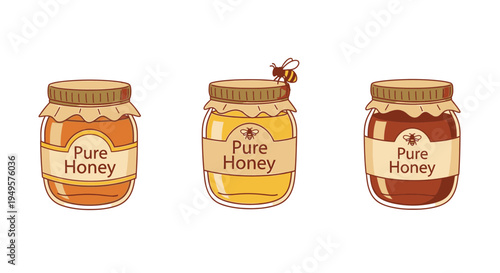 Three jars of pure honey.